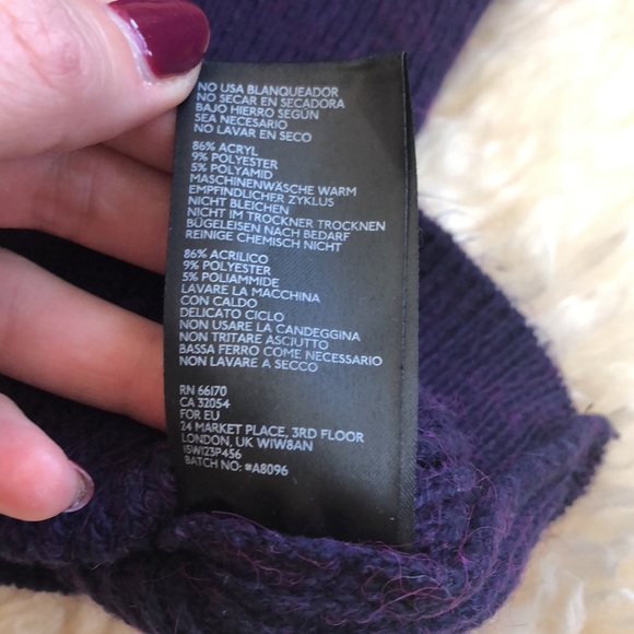 ANTHROPOLOGY KIMCHI BLUE Chrissy off-the-shoulder ruffle sweater. purple. XS. - Picture 13 of 13